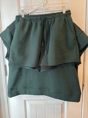 Quilted Short Set in Deep Green